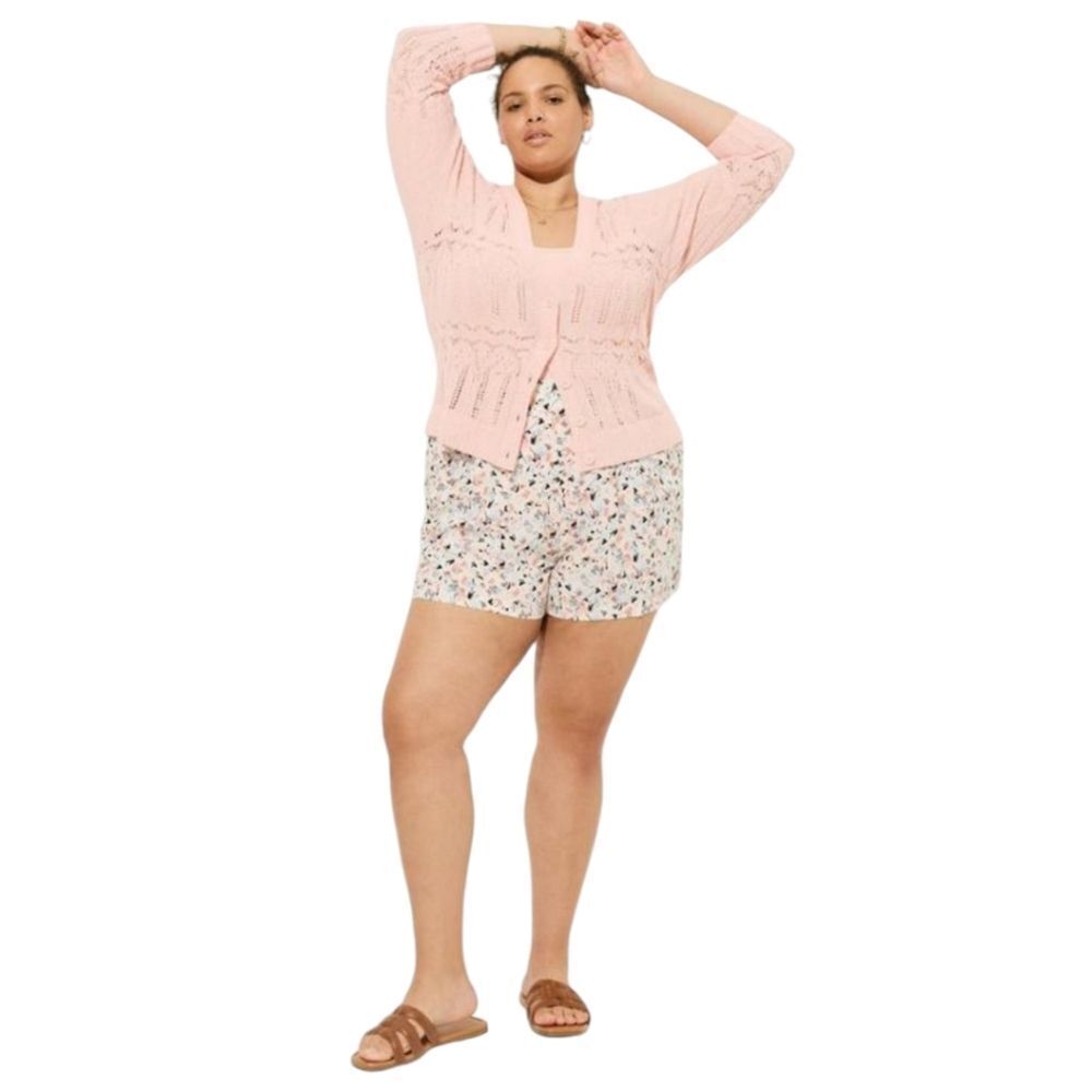 TORRIDβNew Plus Size Pointelle Impatient Pink V- Neck Cardigan Sweater 4X - Picture 3 of 16